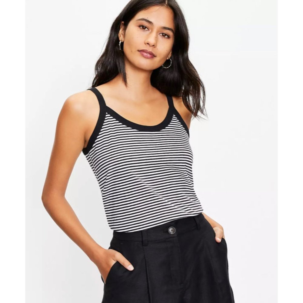 NWT Loft Striped Rib Trim Relaxed Tank/Cami